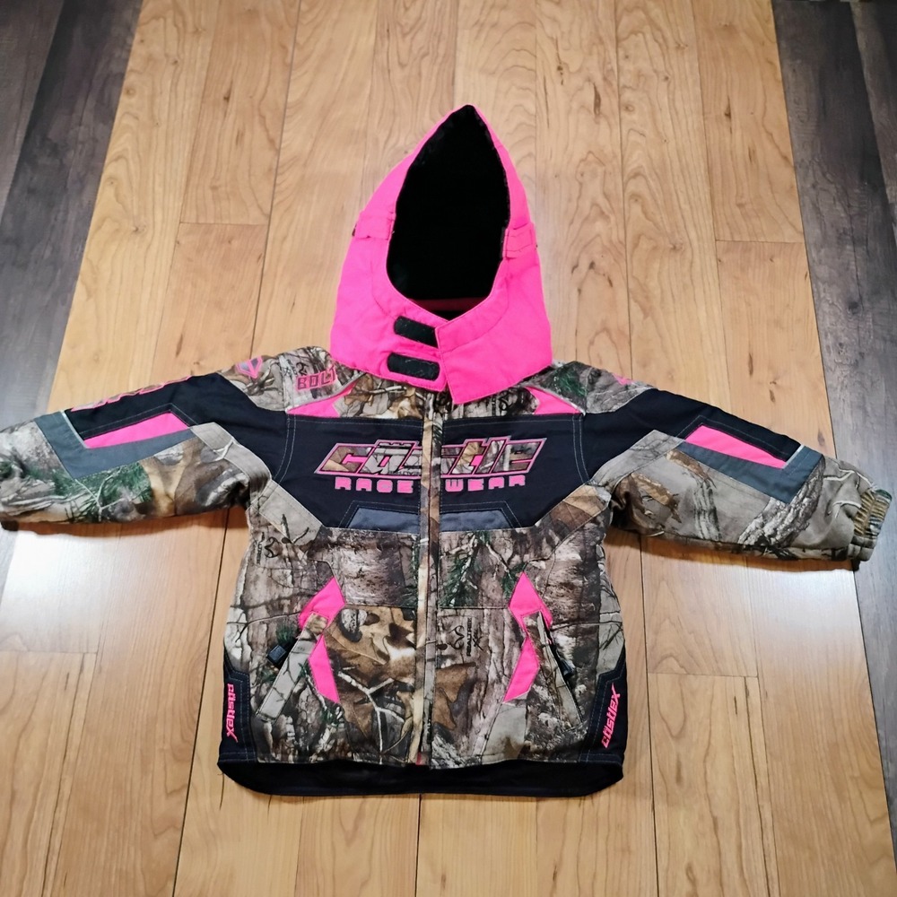 Castle X Girls 3T Snowmobile Racing Jacket Pink With Hood Realtree Camo
